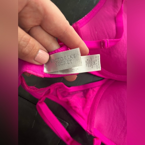 Victoria’s Secret Dream Angels Push-Up Bra 34C Barbie Pink Lace Bow - Picture 4 of 8